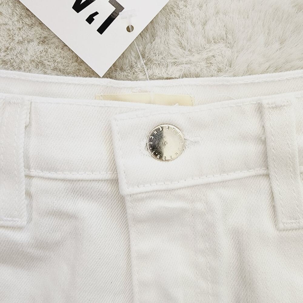 NWT L'AGENCE Ryland White High Rise Frayed Hem Denim Shorts Women's 2 - Picture 3 of 13